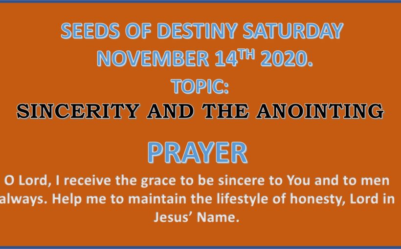 Seeds of Destiny Saturday 14th November 2020 by Dr Paul Enenche