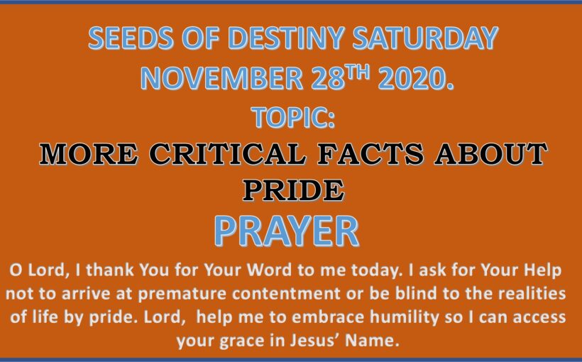 Seeds of Destiny Saturday 28th November 2020 by Dr Paul Enenche